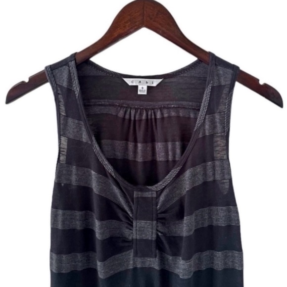 NEW CAbi Black and Grey Stripe Scoop Neck Tank Top Size XS - Picture 3 of 7